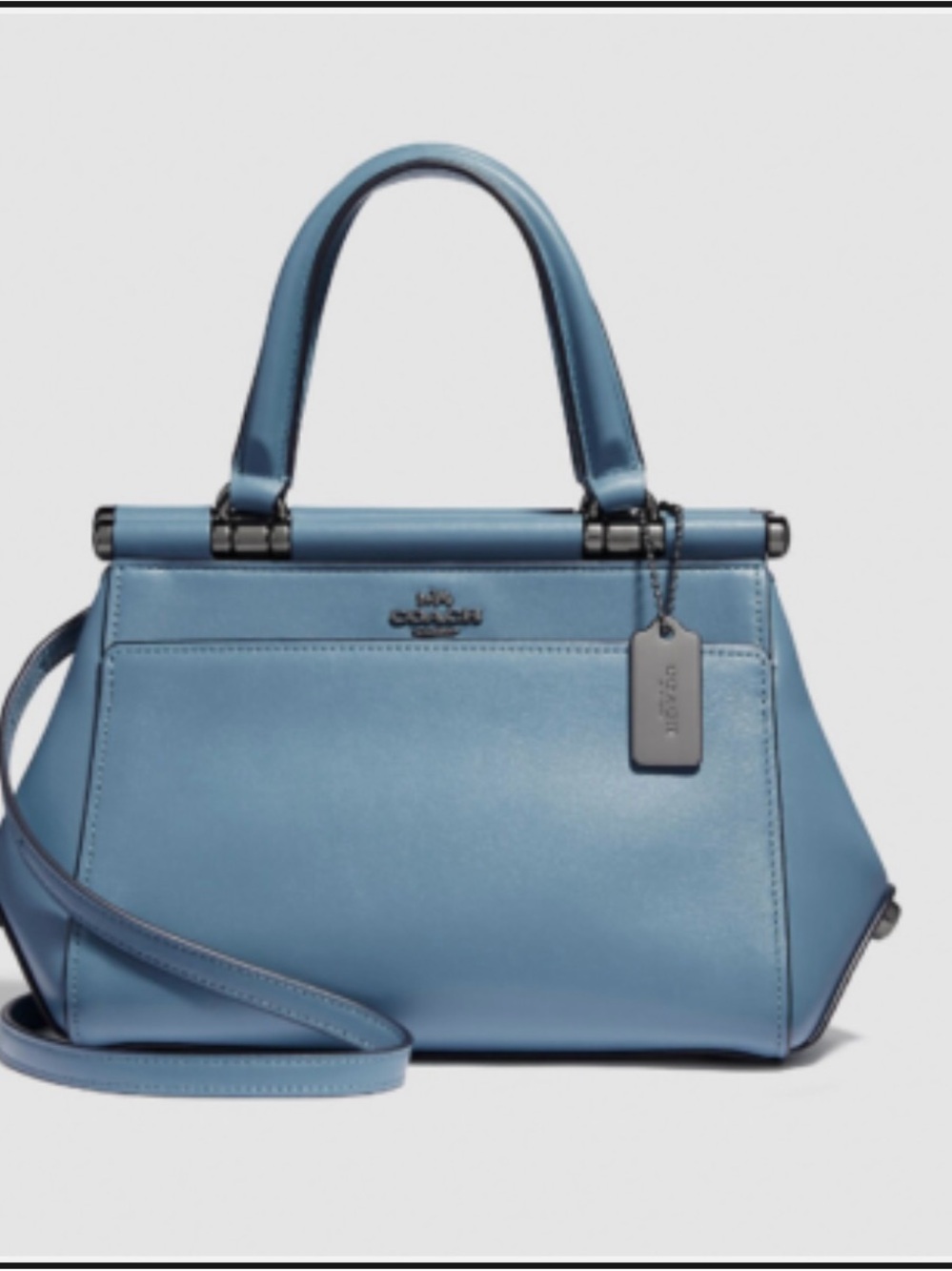 Brand New Coach Grace 20, Refined Calf Leather Chambray Dark Gunmetal Satchel - Picture 10 of 12